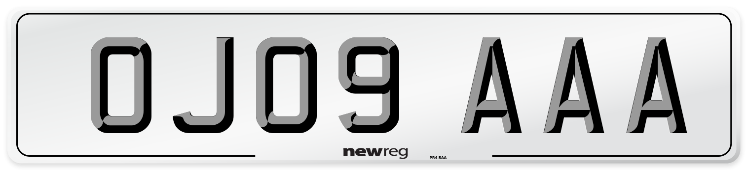 OJ09 AAA Number Plate from New Reg